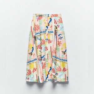 Zara PATCHWORK PRINTED CAPE SKIRT